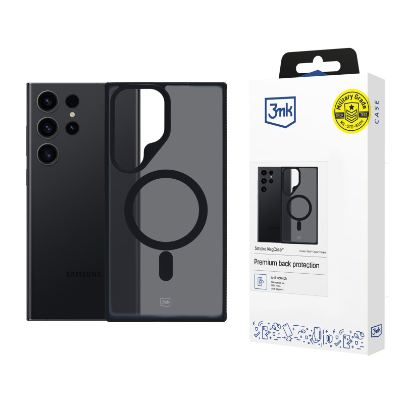 3mk Smoke MagCase dėklas su MagSafe, skirtas Samsung Galaxy S23 Ultra – permatomas