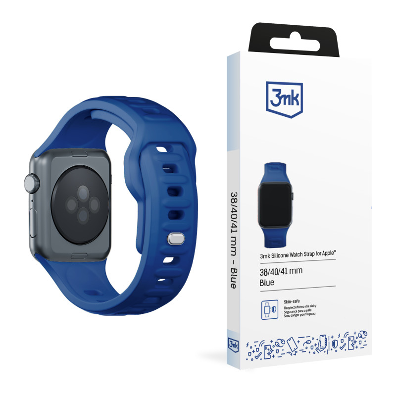 3mk silikoninis laikrodžio dirželis, skirtas Apple Watch 38/ 40/ 41 mm – mėlynas