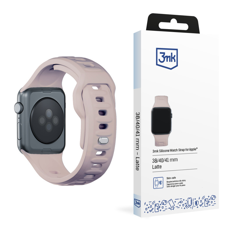 3mk silikoninis laikrodžio dirželis, skirtas Apple Watch 38/ 40/ 41 mm – smėlio spalvos