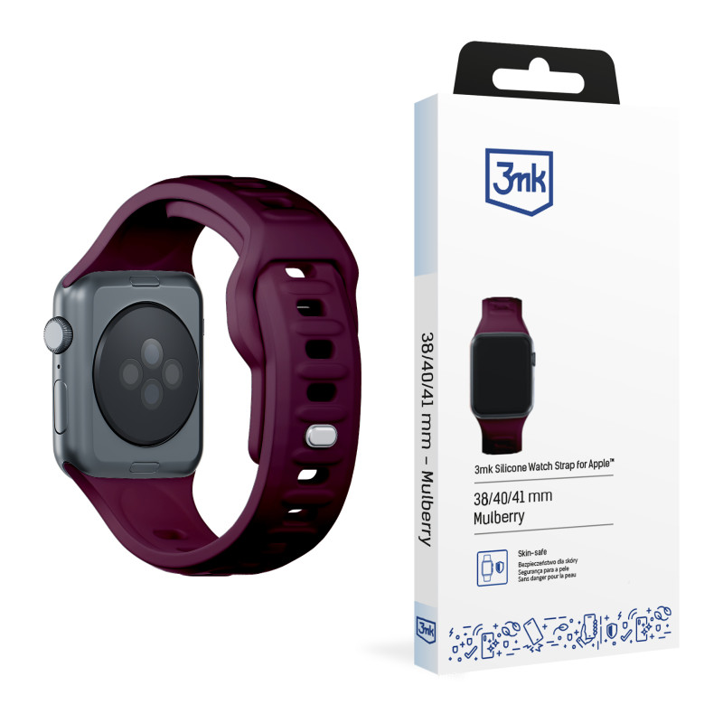 3mk silikoninis laikrodžio dirželis, skirtas Apple Watch 38/ 40/ 41 mm – bordo spalvos