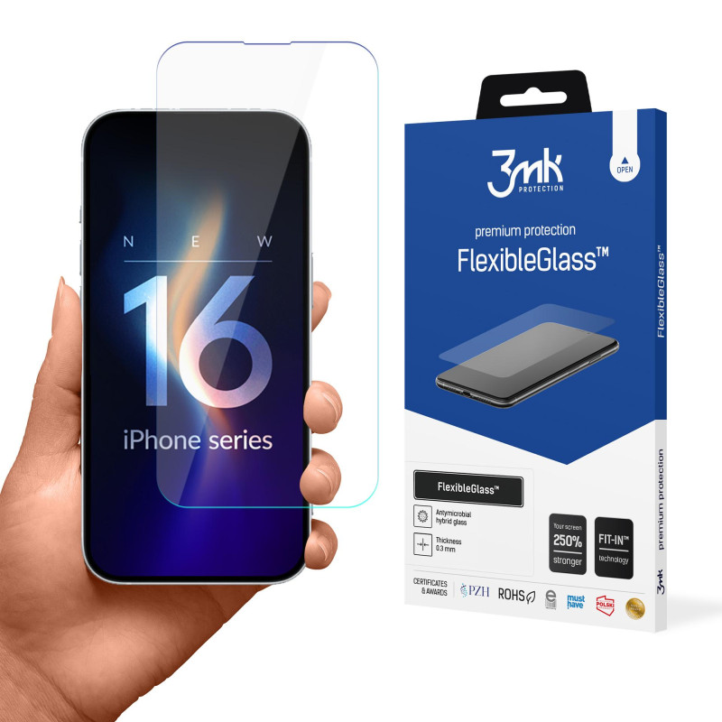 3mk FlexibleGlass grūdintas stiklas, skirtas iPhone 16 Plus