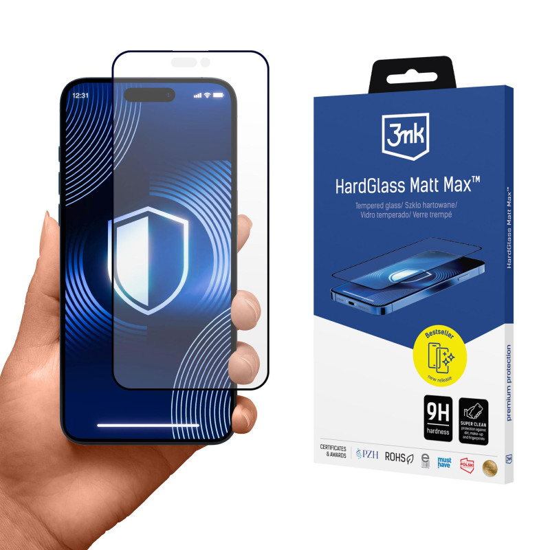 3mk HardGlass Matt Max grūdintas stiklas, skirtas iPhone 16 Pro