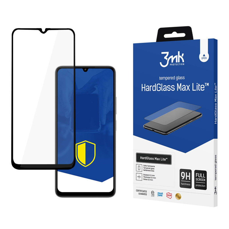 3mk HardGlass Max Lite grūdintas stiklas su juodu rėmeliu, skirtas Xiaomi Redmi 13C 5G