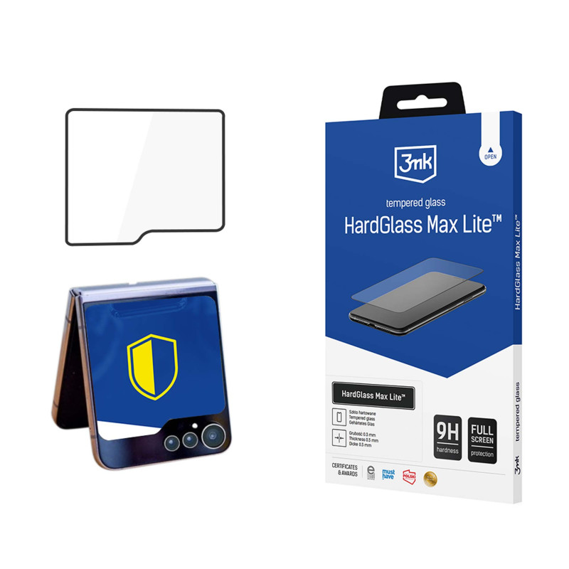 3mk HardGlass Max Lite grūdintas stiklas su juodu rėmeliu, skirtas Samsung Galaxy Z Flip 6