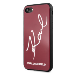 Karl Lagerfeld Signature Glitter dėklas, skirtas iPhone 7 / 8 / SE 2020 / SE 2022 - raudonas
