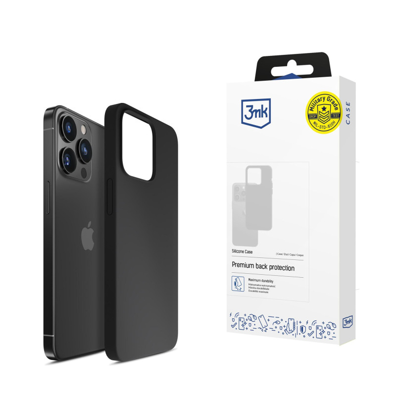 3mk silikoninis dėklas, skirtas iPhone 16 Pro – juodas