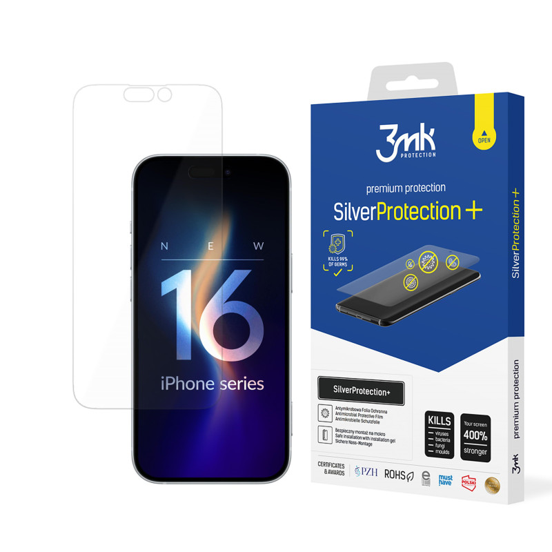 3mk SilverProtection+ antibakterinė apsauginė folija skirta iPhone 16 Plus