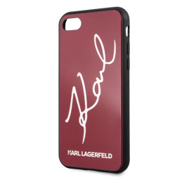 Karl Lagerfeld Signature Glitter dėklas, skirtas iPhone 7 / 8 / SE 2020 / SE 2022 - raudonas