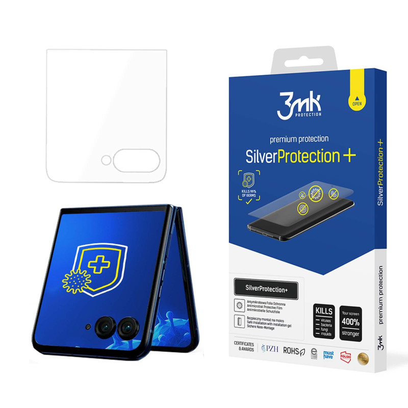 3mk SilverProtection+ antibakterinė apsauginė folija, skirta Motorola Razr 50 (priekyje)