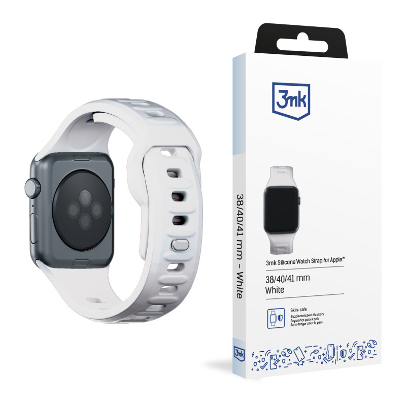 3mk silikoninis laikrodžio dirželis Apple Watch 38 / 40 / 41 mm - baltas