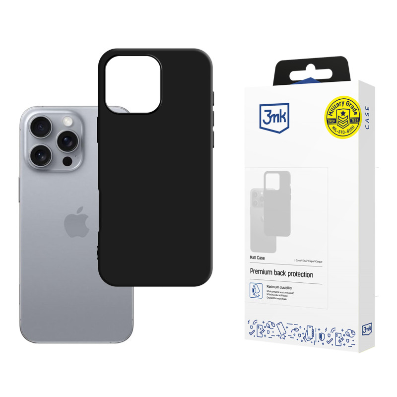 3mk matinis dėklas, skirtas iPhone 16 Pro – juodas