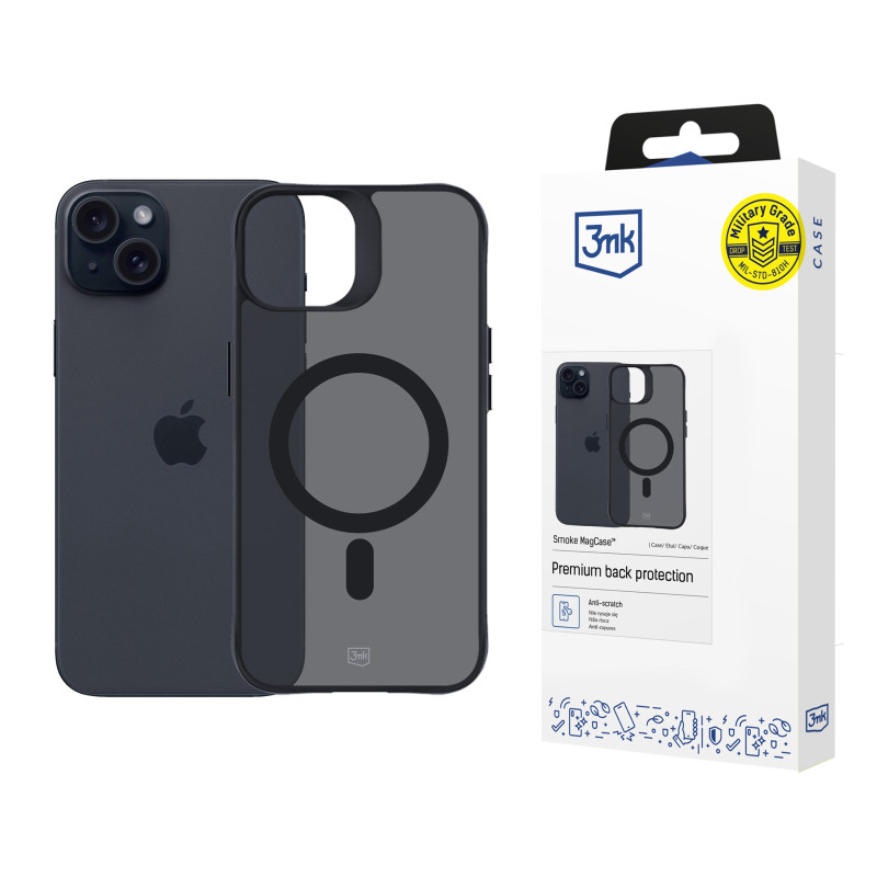 3mk Smoke MagCase dėklas su MagSafe iPhone 15 Plus - permatomas