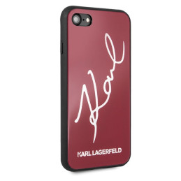 Karl Lagerfeld Signature Glitter dėklas, skirtas iPhone 7 / 8 / SE 2020 / SE 2022 - raudonas