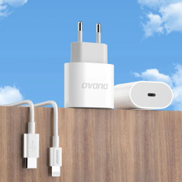 Dudao A14EUC PD 20W USB-C sieninis įkroviklis su laidu - baltas
