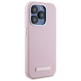 Karl Lagerfeld FW Metal Plate MagSafe dėklas iPhone 15 Pro - rožinis
