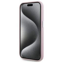 Karl Lagerfeld FW Metal Plate MagSafe dėklas iPhone 15 Pro - rožinis