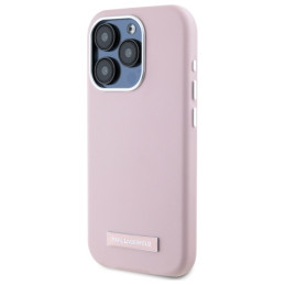 Karl Lagerfeld FW Metal Plate MagSafe dėklas iPhone 15 Pro Max - rožinis