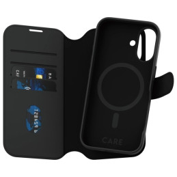 CARE by PanzerGlass Feature Tango 2in1 Wallet MagSafe dėklas, skirtas iPhone 16 - juodas
