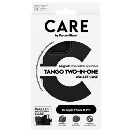 CARE by PanzerGlass Feature Tango 2in1 Wallet MagSafe dėklas, skirtas iPhone 16 Pro - juodas