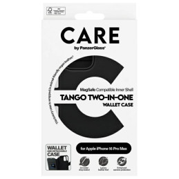 CARE by PanzerGlass Feature Tango 2in1 Wallet MagSafe dėklas, skirtas iPhone 16 Pro Max - juodas