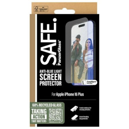 SAFE by PanzerGlass Ekrano apsauga Anti-mėlynas šviesiai grūdintas stiklas, skirtas iPhone 16 Plus / 15 Plus – skaidrus