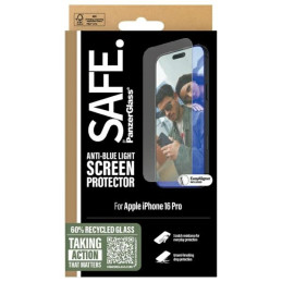 SAFE by PanzerGlass Ekrano apsauga Anti-mėlynas šviesiai grūdintas stiklas, skirtas iPhone 16 Pro – skaidrus
