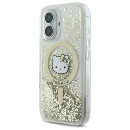 Hello Kitty Liquid Glitter Fever MagSafe dėklas iPhone 16 - auksinis