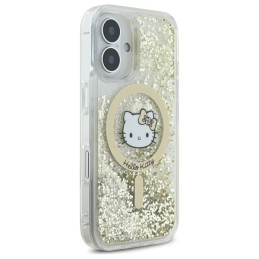 Hello Kitty Liquid Glitter Fever MagSafe dėklas iPhone 16 - auksinis