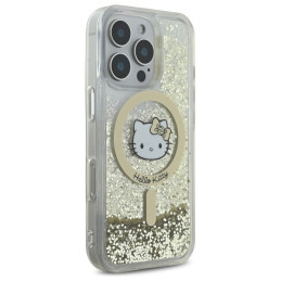 Hello Kitty Liquid Glitter Fever MagSafe dėklas iPhone 16 Pro Max - auksinis