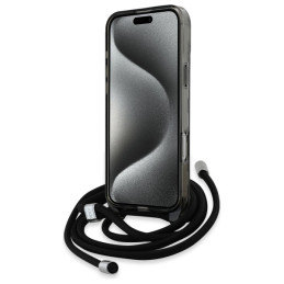 Karl Lagerfeld IML Crossbody Monogram Karl & Choupette Head MagSafe dėklas, skirtas iPhone 16 Pro – juodas