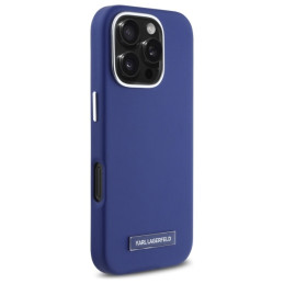 Karl Lagerfeld FW Metal Plate MagSafe dėklas iPhone 16 Pro - mėlynas