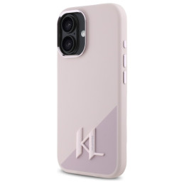 Karl Lagerfeld Silicone Shadow Metal Initial MagSafe dėklas iPhone 16 - rožinis