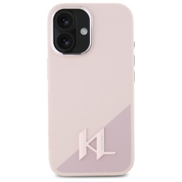Karl Lagerfeld Silicone Shadow Metal Initial MagSafe dėklas iPhone 16 - rožinis
