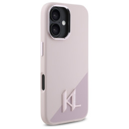 Karl Lagerfeld Silicone Shadow Metal Initial MagSafe dėklas iPhone 16 - rožinis