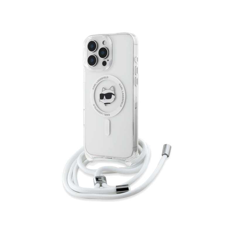 Karl Lagerfeld IML Choupette Head & Cord Magsafe dėklas, skirtas iPhone 16 Pro Max - skaidrus