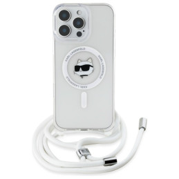 Karl Lagerfeld IML Choupette Head & Cord Magsafe dėklas, skirtas iPhone 16 Pro Max - skaidrus