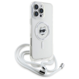 Karl Lagerfeld IML Choupette Head & Cord Magsafe dėklas, skirtas iPhone 16 Pro Max - skaidrus