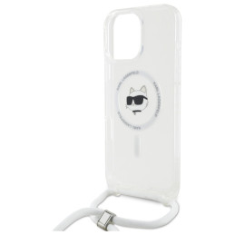 Karl Lagerfeld IML Choupette Head & Cord Magsafe dėklas, skirtas iPhone 16 Pro Max - skaidrus
