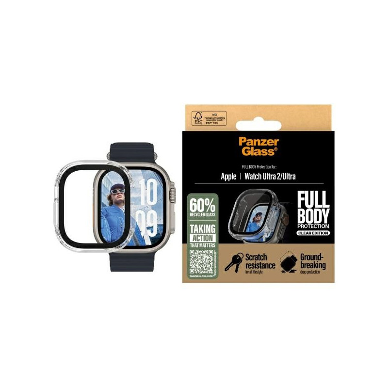 PanzerGlass Snappie Full Body grūdintas stiklas, skirtas Apple Watch Ultra 2 - skaidrus