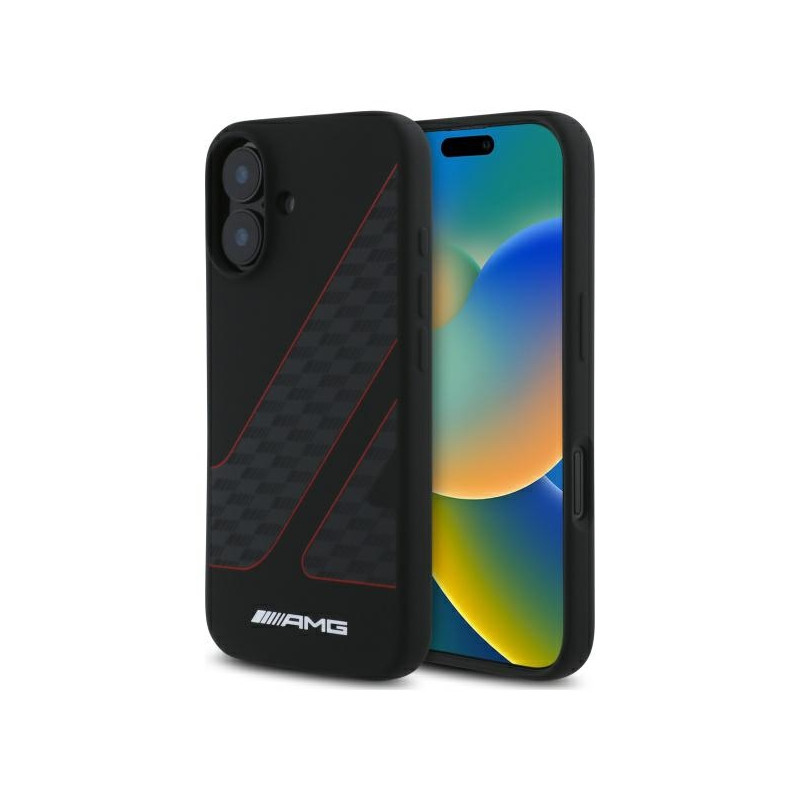 AMG Checkered Flag Pattern MagSafe dėklas iPhone 16 - juodas