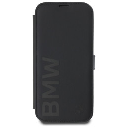 BMW Signature Leather Wordmark dėklas, skirtas iPhone 16 Pro - juodas