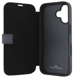 BMW Signature Leather Wordmark dėklas iPhone 16 - juodas
