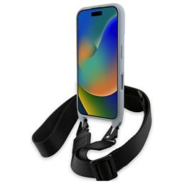 BMW M Edition Carbon Stripe & Strap dėklas iPhone 16 Pro - pilkas