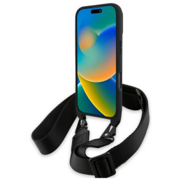 BMW M Edition Carbon Tricolor Lines & Strap dėklas iPhone 16 Pro - juodas