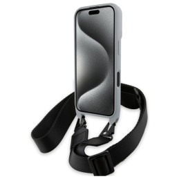 BMW M Edition Carbon Stripe & Strap dėklas iPhone 16 - pilkas