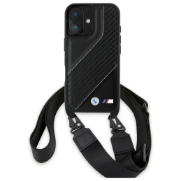 BMW M Edition Carbon Stripe & Strap dėklas iPhone 16 - juodas