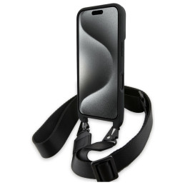 BMW M Edition Carbon Stripe & Strap dėklas iPhone 16 - juodas