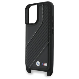 BMW M Edition Carbon Stripe & Strap dėklas iPhone 16 - juodas