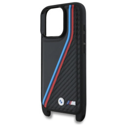 BMW M Edition Carbon Tricolor Lines & Strap dėklas iPhone 16 Pro Max - juodas