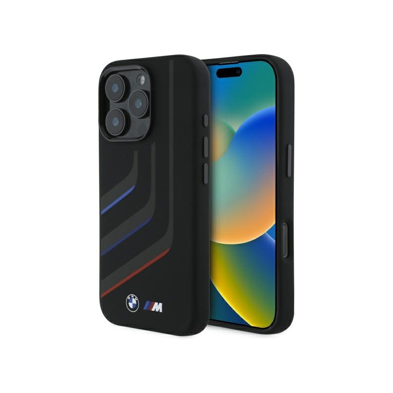 BMW Silicone Turning Lines MagSafe dėklas iPhone 16 Pro - juodas